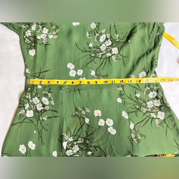 REFORMATION Lomita Green floral long sleeve open back PERSIS mini dress size 10. - Picture 15 of 16